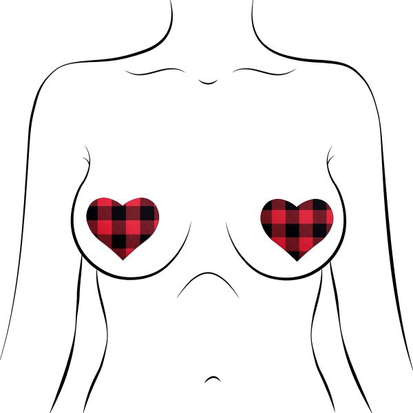 Pastease Buffalo Plaid Heart Pasties Red - Image 2