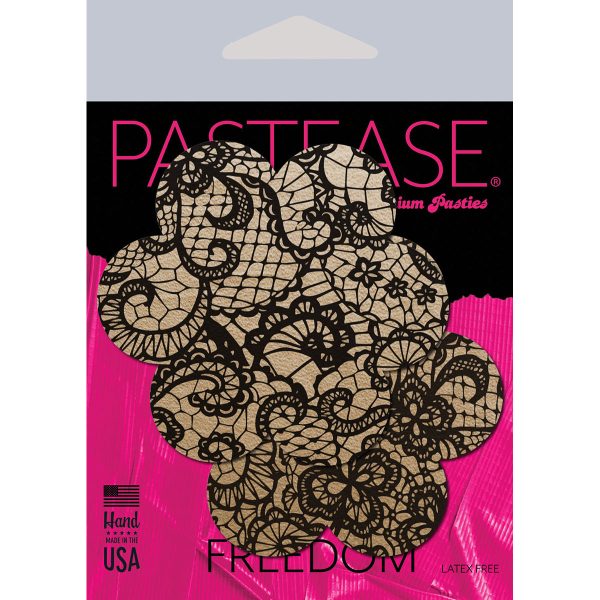 Pastease Lace Flower Pasties Beige/Black - Image 3