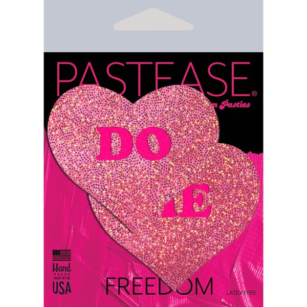Pastease Glitter ''Do Me'' Heart Pasties Pink - Image 3