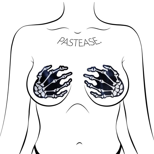 Pastease Skeleton Hands Pasties Black - Image 2