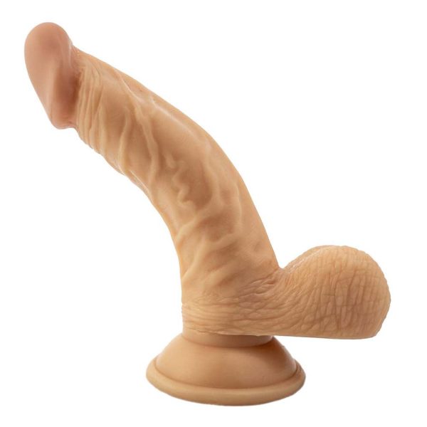 All American Whoppers 6.5 in. Curved Dong with Balls Beige - Image 2