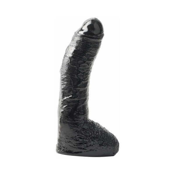Basix Rubber Works Fat Boy 10 in. Dildo With Balls Black - Image 2