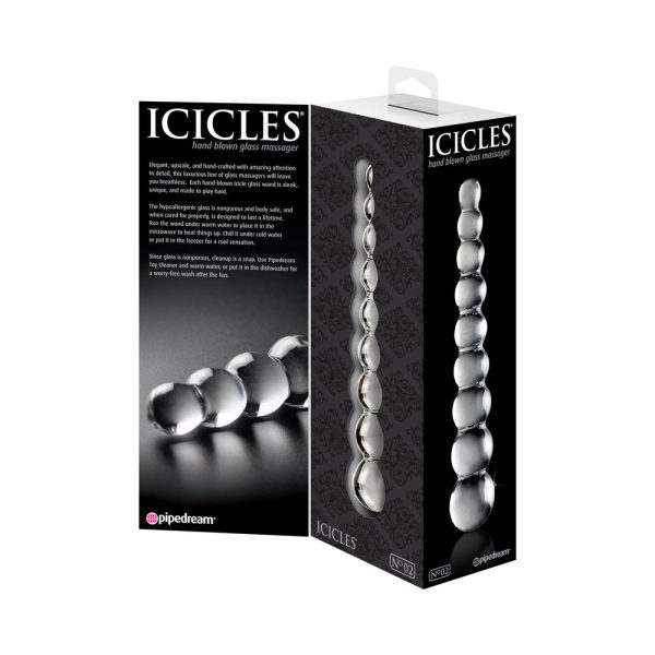 Icicles No. 2 Beaded 8.5 in. Glass Dildo Clear - Image 5