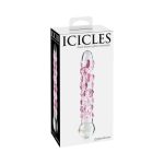 Icicles No. 7 Textured 7 in. Glass Dildo Pink/Clear