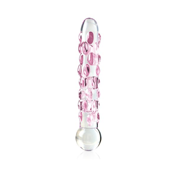 Icicles No. 7 Textured 7 in. Glass Dildo Pink/Clear - Image 2
