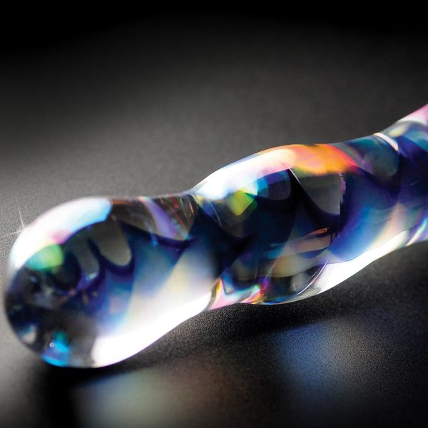 Icicles No. 8 Wavy 7 in. Glass Dildo Blue/Clear - Image 4