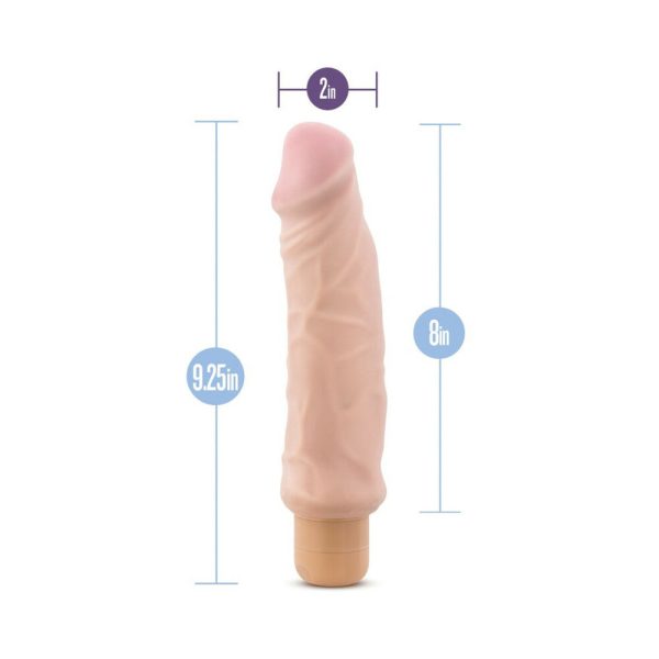 X5 Plus Hard On Realistic 9 in. Vibrating Dildo Beige - Image 7