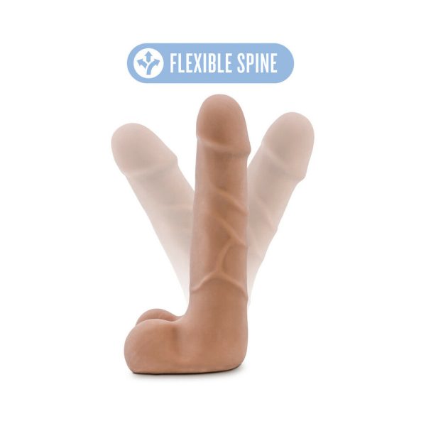 Au Naturel Suave 7 in. Posable Dual Density Dildo with Balls Tan - Image 8