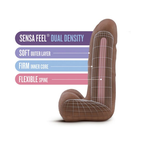 Au Naturel Carlito 5 in. Posable Dual Density Dildo with Balls Tan - Image 6