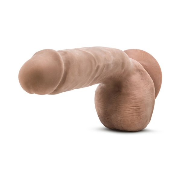Au Naturel Macho 8.5 in. Posable Dual Density Dildo with Balls Tan - Image 4