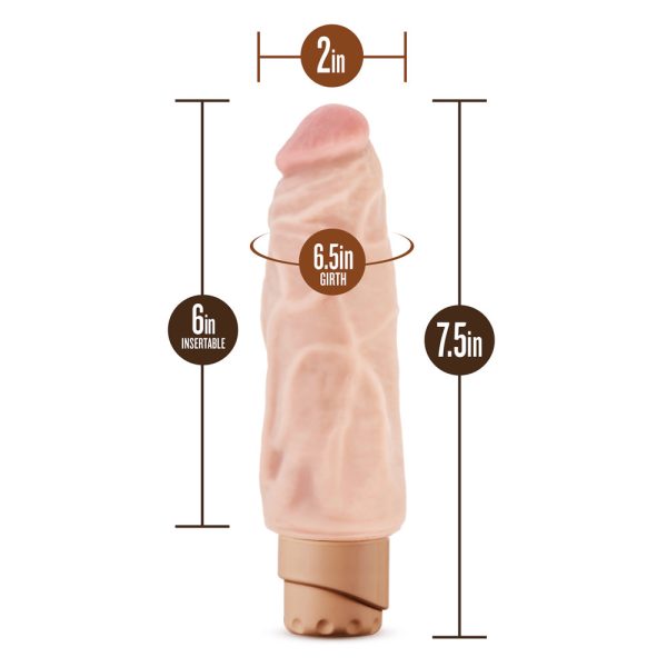 Dr. Skin Cock Vibe 9 Realistic 7.5 in. Vibrating Dildo Beige - Image 7
