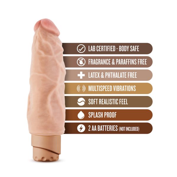Dr. Skin Cock Vibe 9 Realistic 7.5 in. Vibrating Dildo Beige - Image 8