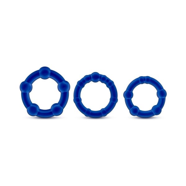 Stay Hard Beaded Cockrings 3-Piece Set Blue - Image 2