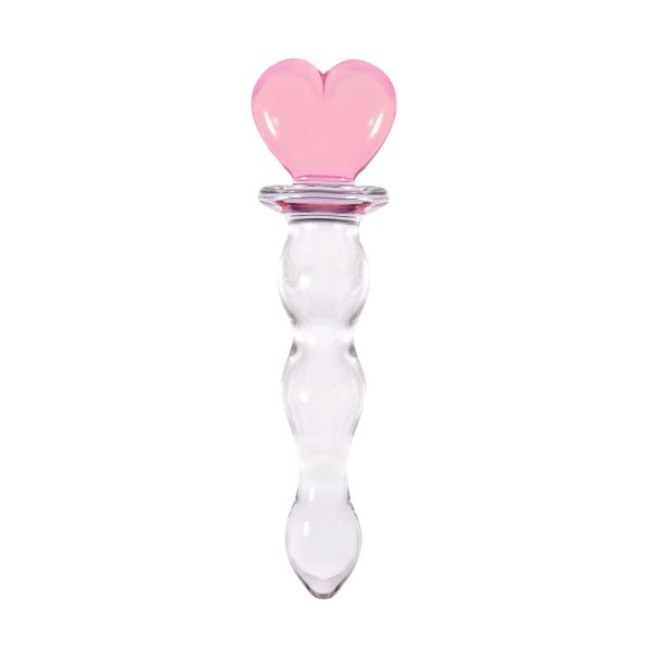 Crystal Heart of Glass 6 in. Glass Dildo Pink/Clear - Image 2