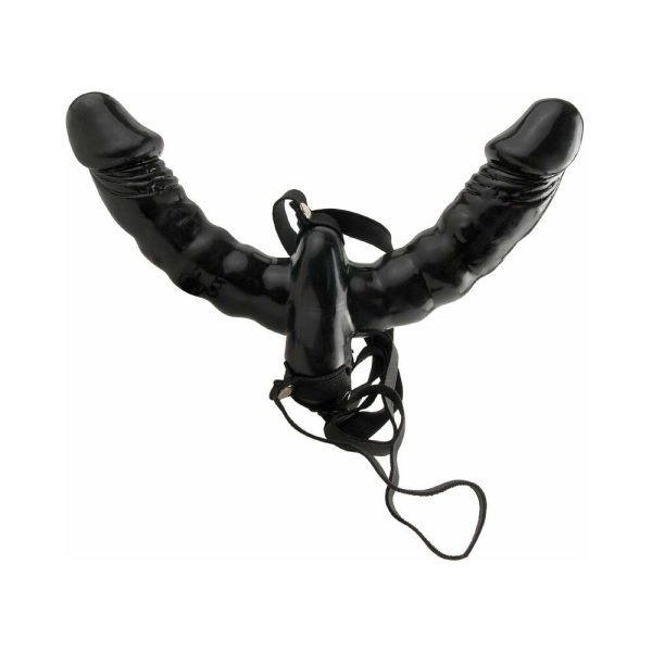 Fetish Fantasy Series Vibrating Double Delight Strap-On With 6 in. Dual-Ended Dildo Black - Image 2