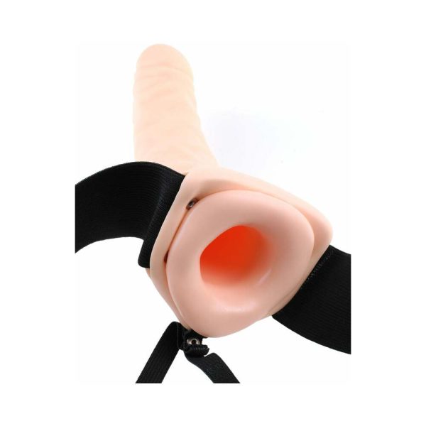 Fetish Fantasy Series 8 in. Vibrating Hollow Strap-On Beige/Black - Image 3