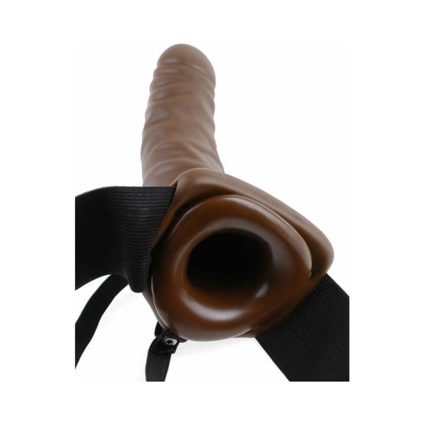 Fetish Fantasy Series 8 in. Vibrating Hollow Strap-On Brown/Black - Image 3