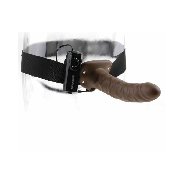 Fetish Fantasy Series 8 in. Vibrating Hollow Strap-On Brown/Black - Image 4