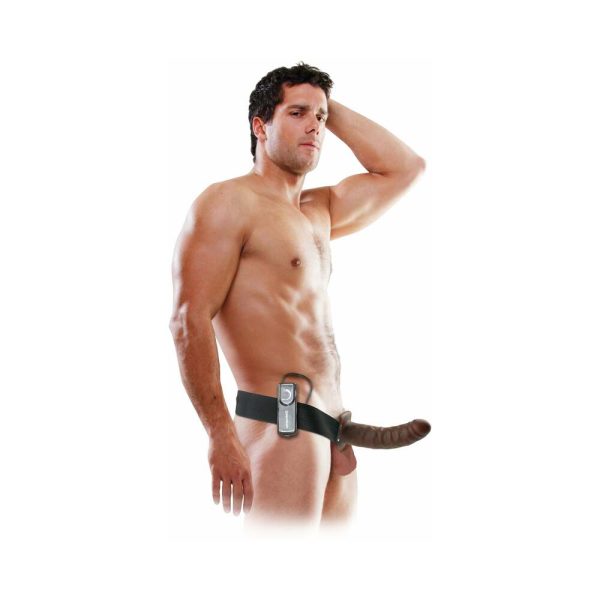 Fetish Fantasy Series 8 in. Vibrating Hollow Strap-On Brown/Black - Image 5