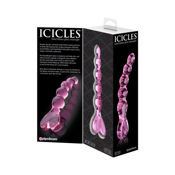 Icicles No. 43 Glass Massager with Heart-Shaped Handle Pink - Image 5