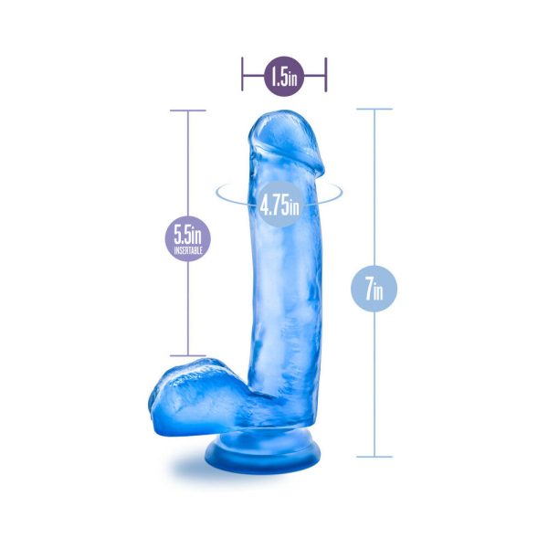 B Yours Sweet ''n Hard 1 Realistic 7 in. Dildo with Balls Blue - Image 7