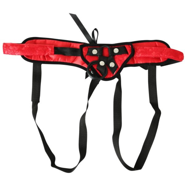 Sportsheets Sunset Lace Corsette Adjustable Strap-On Harness Red - Image 2