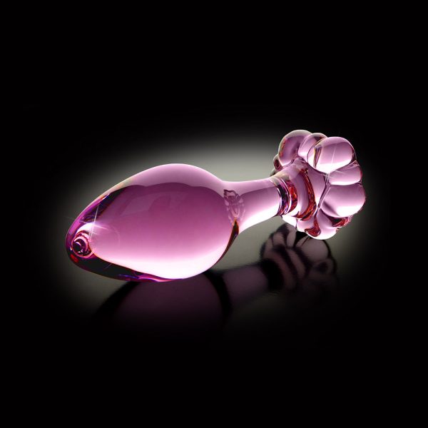 Icicles No. 48 Glass 3.5 in. Anal Plug With Flower Base Pink - Image 4