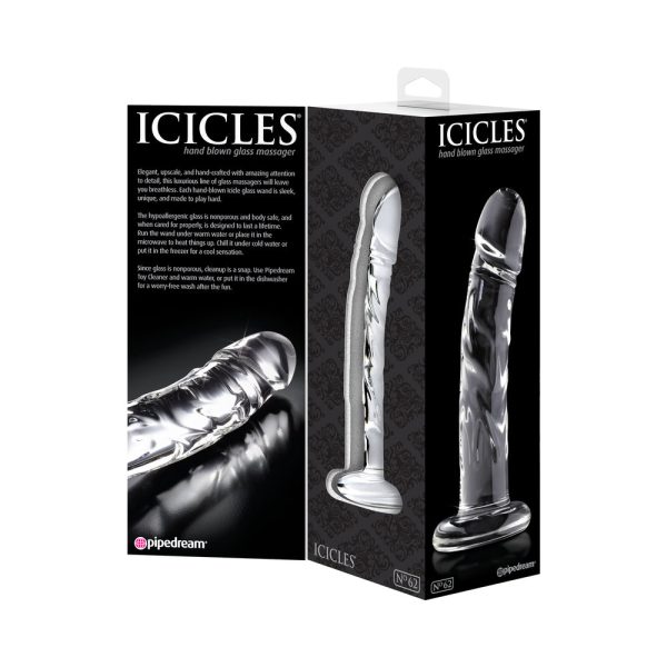 Icicles No. 62 Curved Realistic 6.5 in. Glass Dildo Clear - Image 5