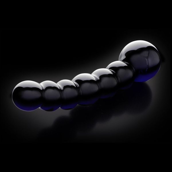 Icicles No. 66 Curved Beaded 4.75 in. Glass Dildo Black - Image 3