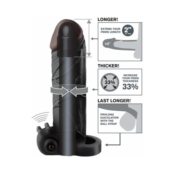 Fantasy X-tensions Vibrating Real Feel 2 in. Extension With Ball Strap Black - Image 4