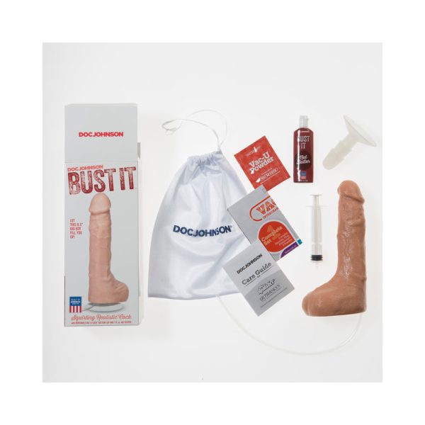 Bust It Squirting Realistic Cock White w/1oz Nut Butter - Image 5