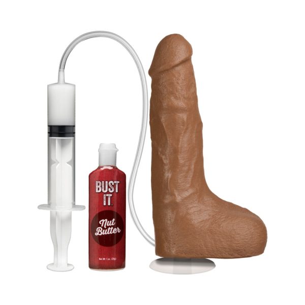 Bust It Squirting Realistic Cock Brown w/1oz Nut Butter - Image 2