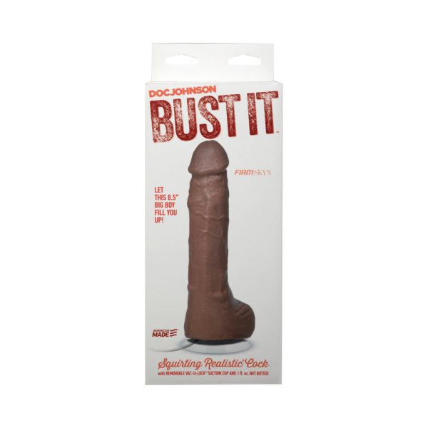 Bust It Squirting Realistic Cock Brown w/1oz Nut Butter - Image 8