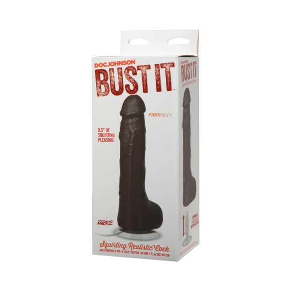 Bust It Squirting Realistic Cock Black w/1oz Nut Butter - Image 7