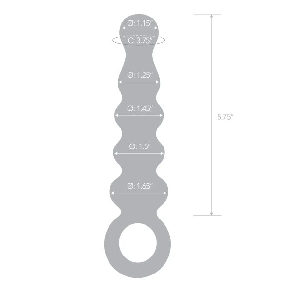 Glas 7.5 in. Quintessence Beaded Anal Slider Glass Dildo with Ring Handle - Image 7