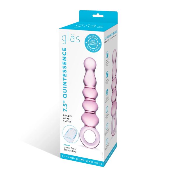 Glas 7.5 in. Quintessence Beaded Anal Slider Glass Dildo with Ring Handle - Image 8