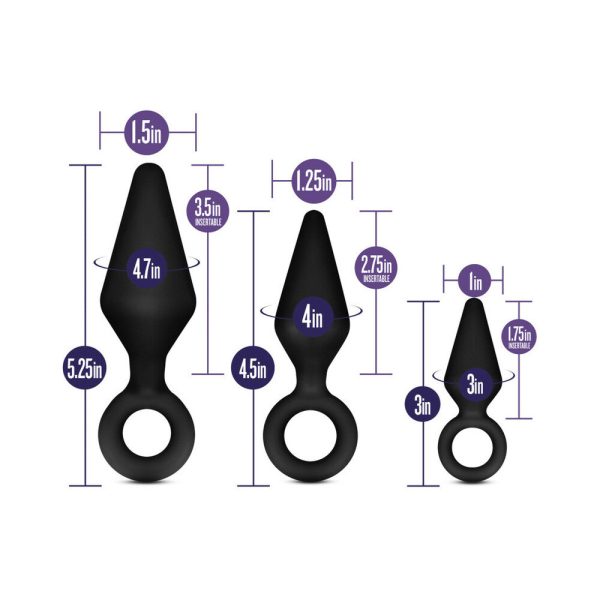 Luxe Night Rimmer 3-Piece Silicone Anal Plug Kit Black - Image 6
