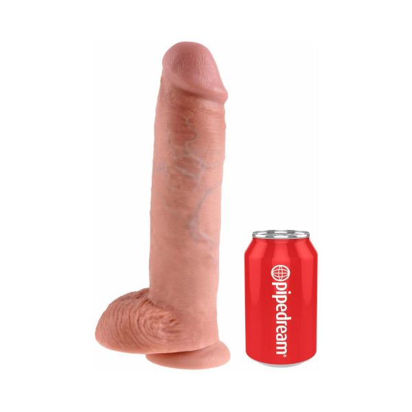 King Cock 11 in. Cock With Balls Realistic Suction Cup Dildo Beige - Image 5