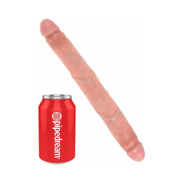 King Cock 12 in. Slim Double Dildo Realistic Beige - Image 3