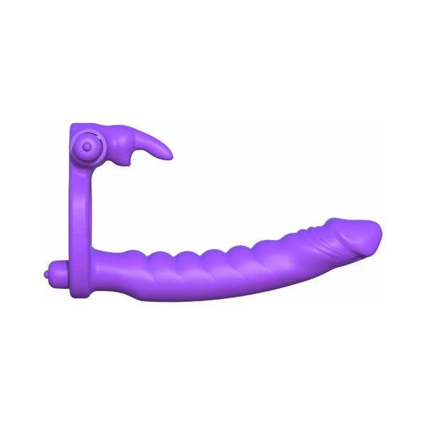 Fantasy C-Ringz Double Penetrator Vibrating Rabbit Dual Entry Cockring Purple - Image 4