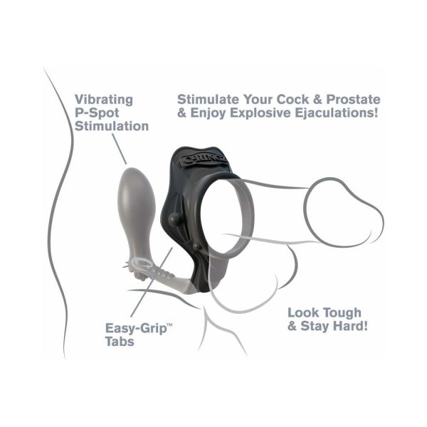 Fantasy C-Ringz Rock Hard Ass-Gasm Vibrating Silicone Cockring With Anal Plug Black - Image 6