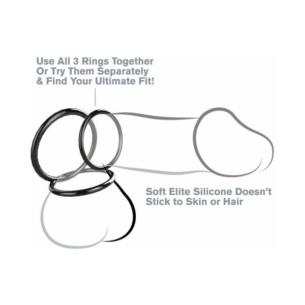 Fantasy C-Ringz Silicone 3-Ring Stamina Set Black - Image 3