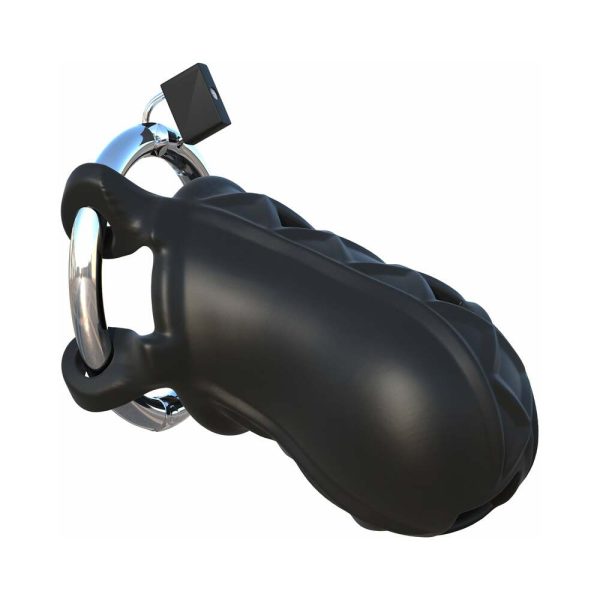 Fantasy C-Ringz Extreme Silicone Cock Blocker Locking Chastity Cage Black - Image 2