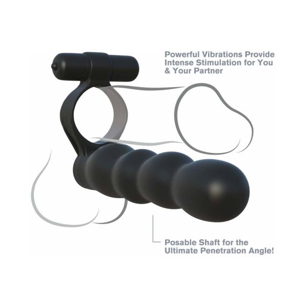 Fantasy C-Ringz Posable Partner Double Penetrator Vibrating Cockring Black - Image 7