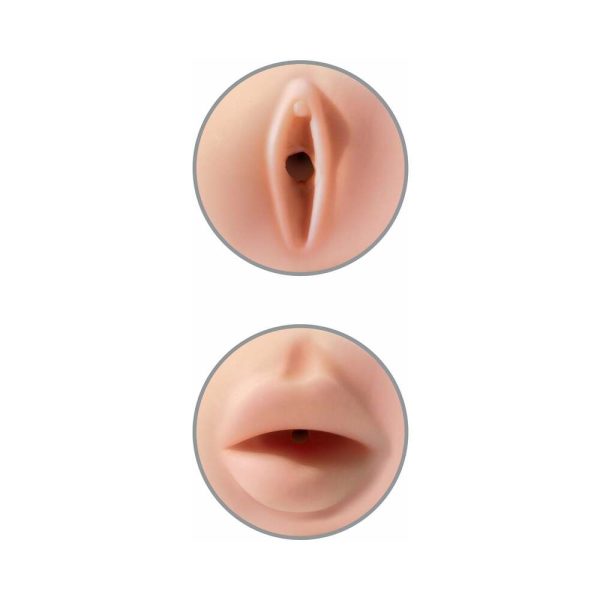 PDX Tight Grip Pussy & Mouth Dual Density Squeezable Masturbator Beige/White - Image 4