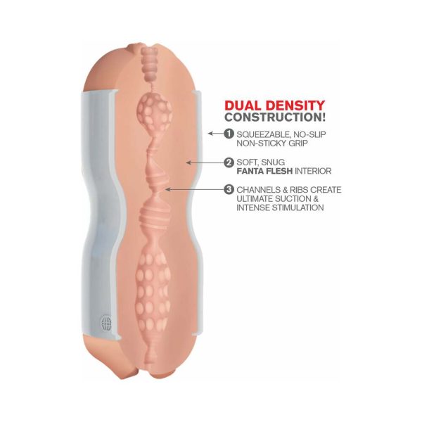 PDX Tight Grip Pussy & Mouth Dual Density Squeezable Masturbator Beige/White - Image 5