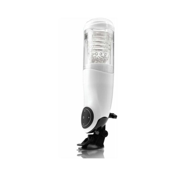 PDX Mega-Bator Pussy Rotating Thrusting Stroker With Suction Cup Clear/White - Image 2