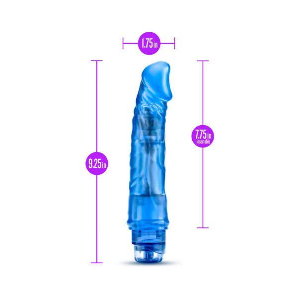 B Yours Vibe 6 Realistic 9.25 in. Vibrating Dildo Blue - Image 7