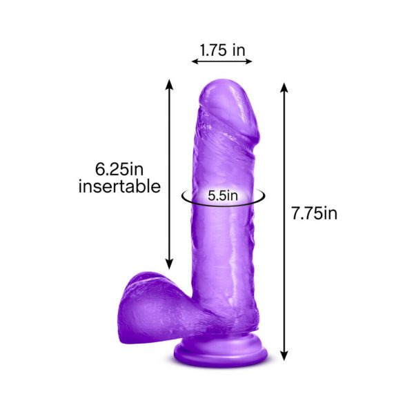 B Yours Sweet ''n Hard 2 Realistic 7.75 in. Dildo with Balls Purple - Image 8