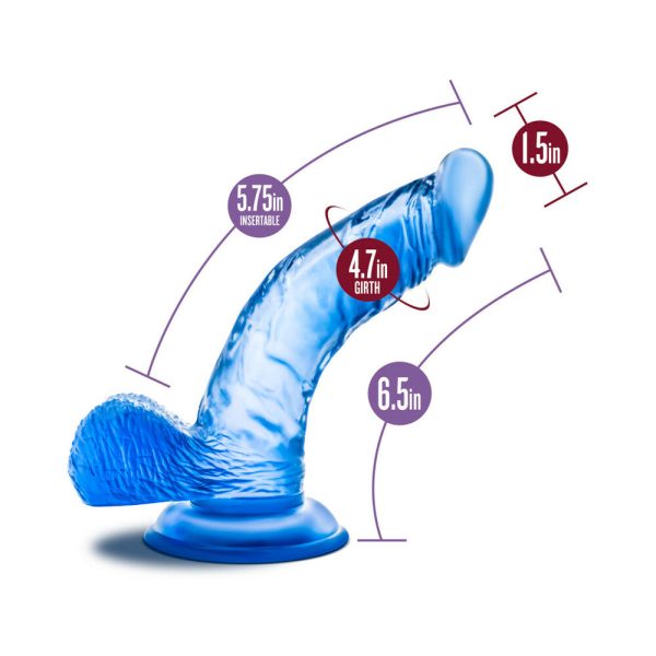 B Yours Sweet ''n Hard 8 Realistic 6.5 in. Dildo with Balls Blue - Image 7
